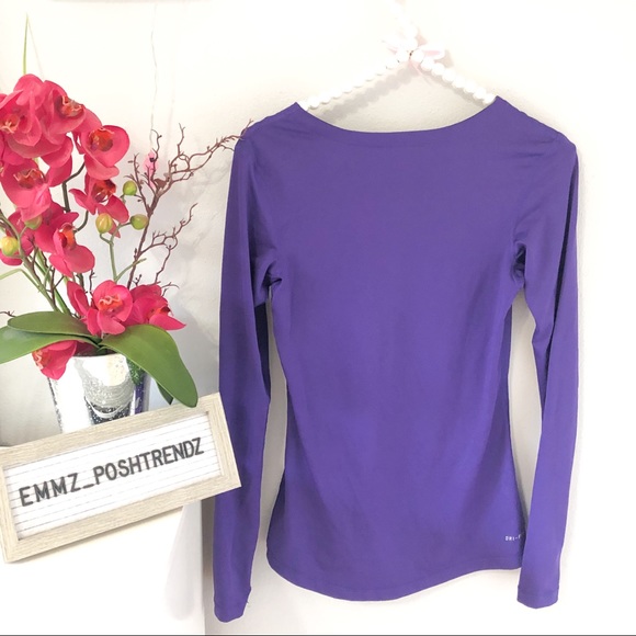 Nike Pro Purple Long Sleeve Shirt Size Small - Picture 3 of 3